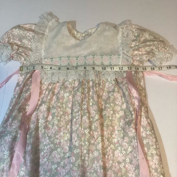 Vintage 80s Sears Winnie The Pooh Dress Floral Lace Trim - Picture 6 of 9